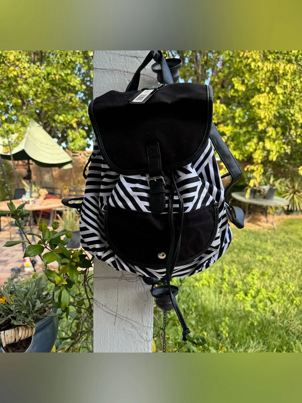 Brooklyn Bound NEW White Black Slouchy Buckle Casual Emo Boho Y2K Backpack